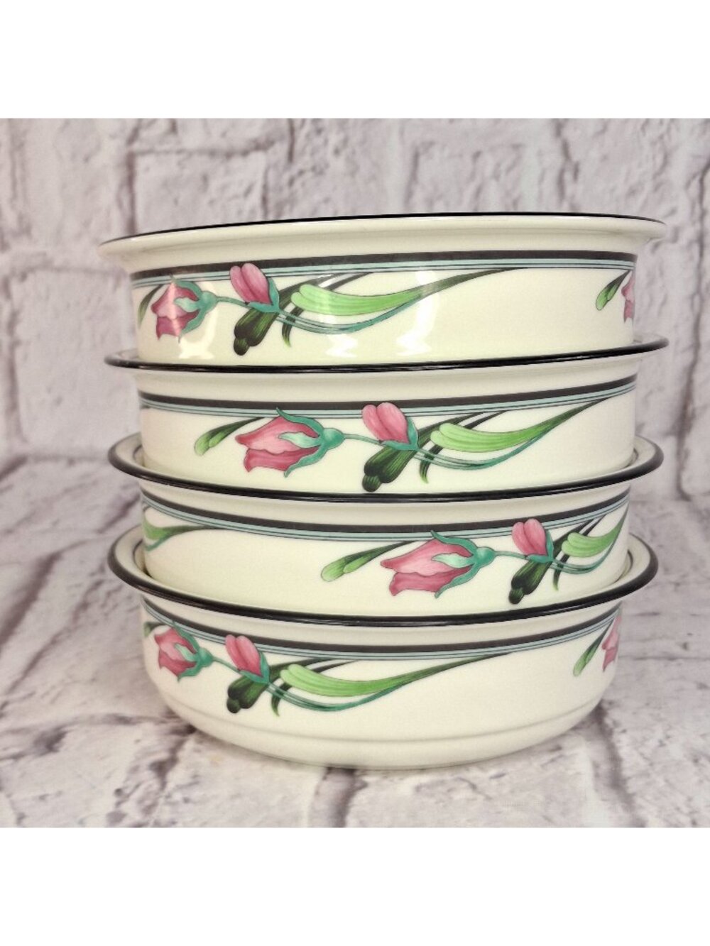 Lenox Chinastone Midnight Blossoms Cereal Soup Bowls 6x 2in Set of 4 Freezer mic